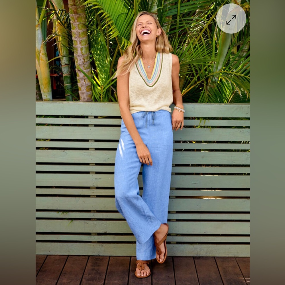 TALBOTS WASHED LINEN WIDE LEG PANTS